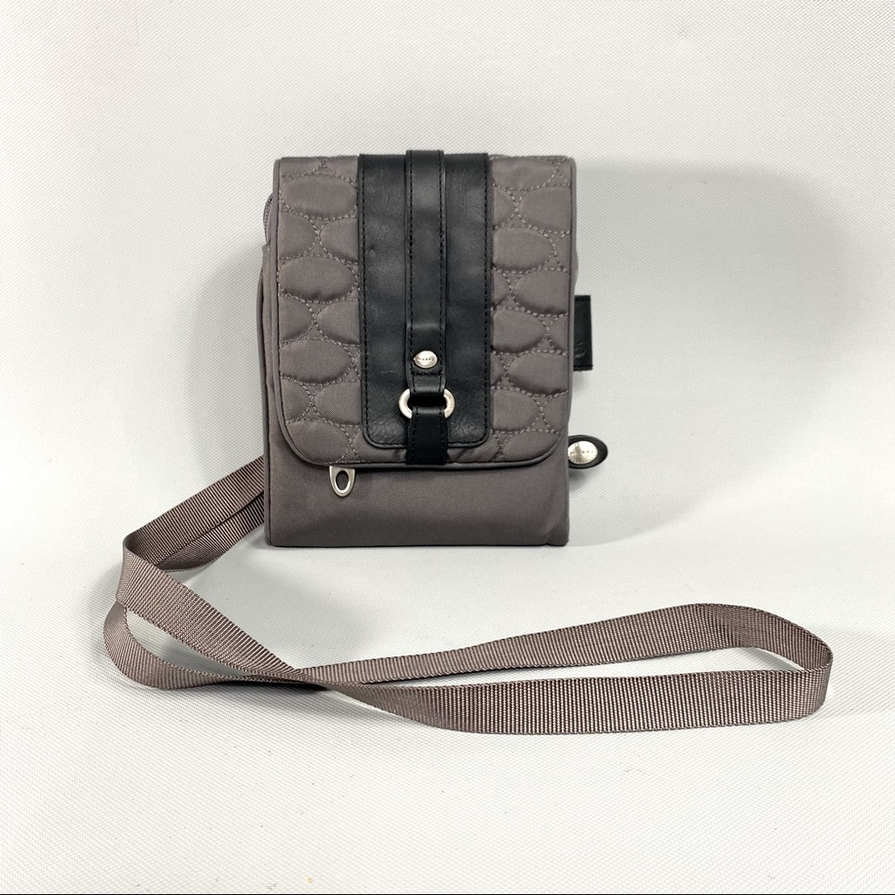 Mosey Easy Flapper Brown Crossbody Bag Purse Wallet Leather Trim